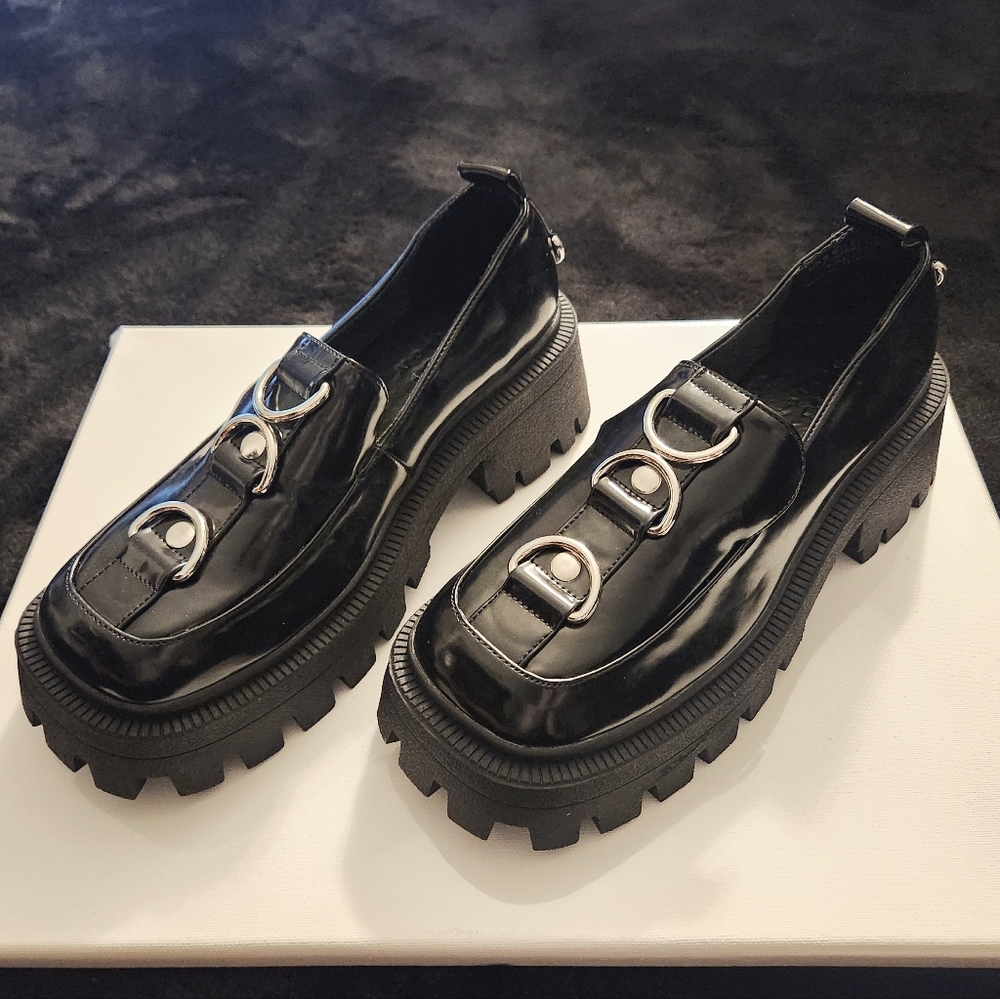 Asos Design Matrix chunky loafters with hardware in black